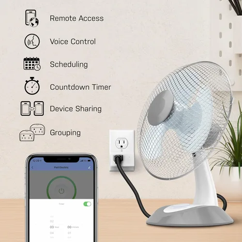 Vista 5 de Feit Electric Enchufe inteligente, funciona con Alexa y Google Home, no requiere concentrador, solo red de 2.4 GHz, control remoto desde cualquier