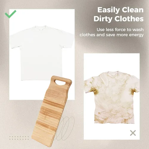 Vista 7 de Tabla de lavado de madera para lavar a mano, 15.7 pulgadas, de bambú, antideslizante, tabla de limpieza para lavado de manos, tabla de lavar a