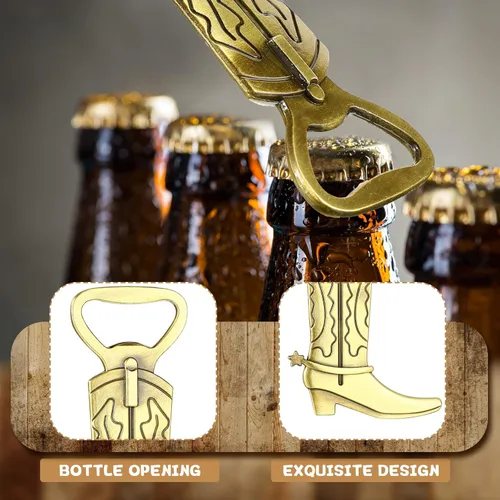 Vista 4 de Batiyeer Paquete de 30 botas vaqueras abrebotellas con mini sombrero de vaquero rosa de plástico, baby shower, abrebotellas occidentales, recuerdos