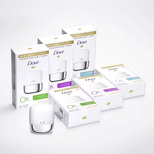 Vista 11 de Dove Kit de inicio de desodorante recargable 0% aluminio sensible al aluminio libre desodorante 1.13 oz