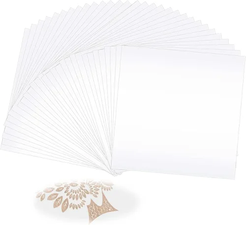 JAPCHET 50 hojas de plantillas de PET de 12 x 12 pulgadas, hojas de acetato de 10 mil, material de plantilla de hojas de papel Mylar grandes, haz tu