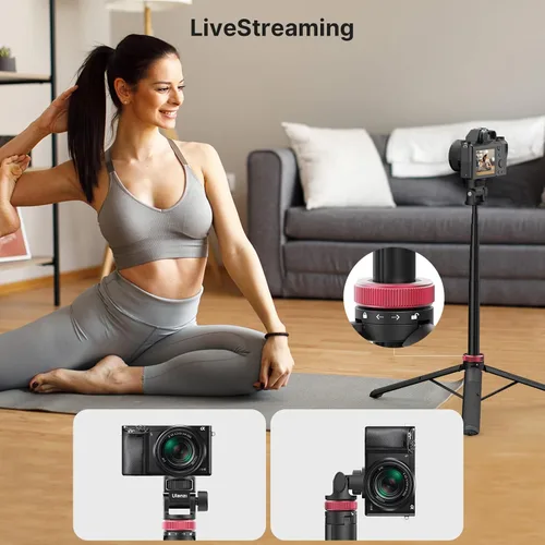 Vista 5 de ULANZI MT-71 - Palo selfie extensible de 57.48 pulgadas, trípode de teléfono para Go P-r-o con poste de extensión de abrazadera para teléfono