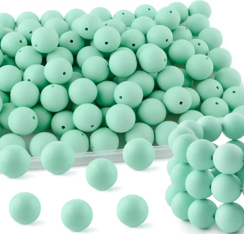 Vista 79 de 160Pcs 12mm de abalorios de silicona para hacer llaveros, pulseras, collares, abalorios redondos de silicona a granel para bolígrafos (negro)