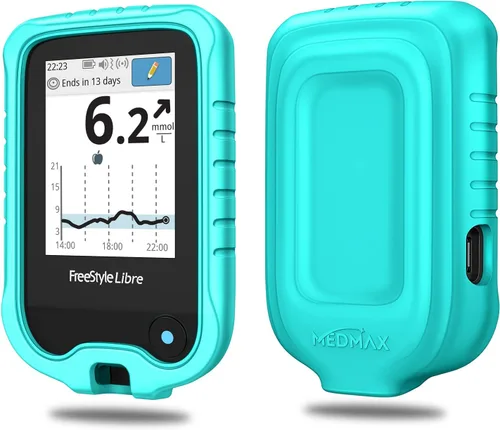 Vista 14 de MEDMAX Funda de silicona para Freestyle Libre 3 2 / Libre Reader, ligera, a prueba de golpes, antideslizante, funda protectora de gel suave con Negro