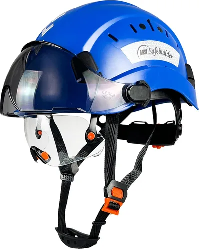 Vista 14 de SAFEBUILDER Casco de seguridad de construcción con visera incorporada Casco duro ABS con visera Ventilación ajustable Casco de trabajo Protección
