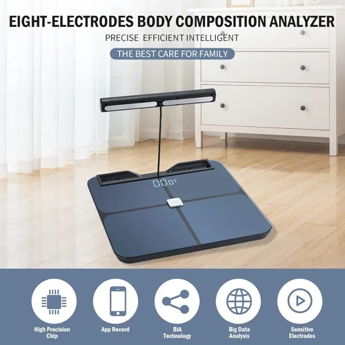 Vista 7 de Squamae Smart Scale Full Body Composition Muscle Fat Measurement Bathroom Digital Weight Scale for Body with 8 Electrodes Bluetooth Scales for BMI