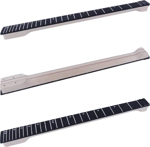 Vista 4 de Kit de guitarra eléctrica sin cabeza Leo Jaymz para armar tú mismo - Mástil de arce y caoba - Cuerpo de caoba - Cables enchufables