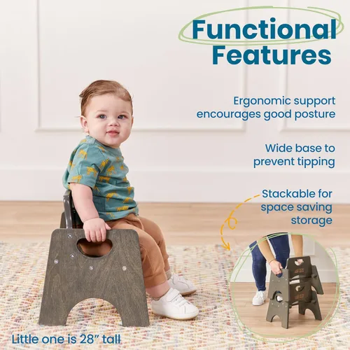 Vista 76 de ECR4Kids Silla apilable de madera para niños pequeños, 6 pulgadas, muebles para niños, lavado blanco, paquete de 2