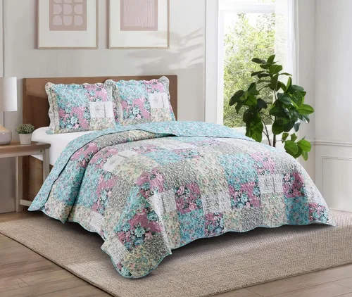 Vista 31 de Brilliant Sunshine Juego de edredón de 3 piezas con 2 fundas de almohada, colcha reversible, colcha suave y ligera, para todas las estaciones, Gris