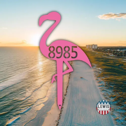 Vista 2 de Letrero de dirección personalizado de flamenco (27 pulgadas de alto x 14.5 pulgadas de ancho, rosa)