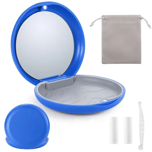 Vista 10 de Kit de estuche de retención negro mate premium con espejo, funda Invisalign con 2 piezas de masticables, herramienta de extracción de alineador