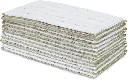 Vista 3 de Simpli-Magic 79282 Toallas de cocina de microfibra, color marrón piedra/blanco, 15 x 25 pulgadas, paquete de 12