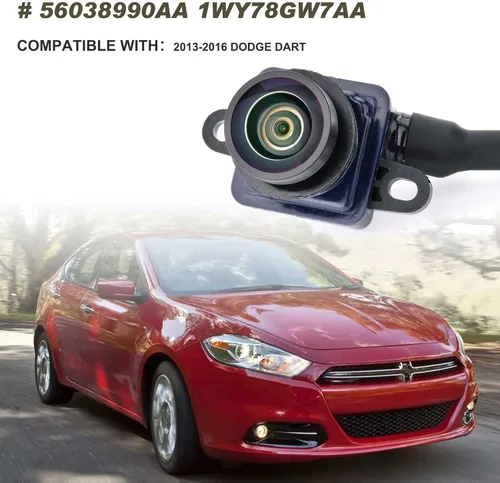 Vista 2 de Cámara de respaldo de visión trasera compatible con Dodge Dart 2013 2014 2015 2016 Cámara de asistencia de estacionamiento Reemplaza# 56038990AA