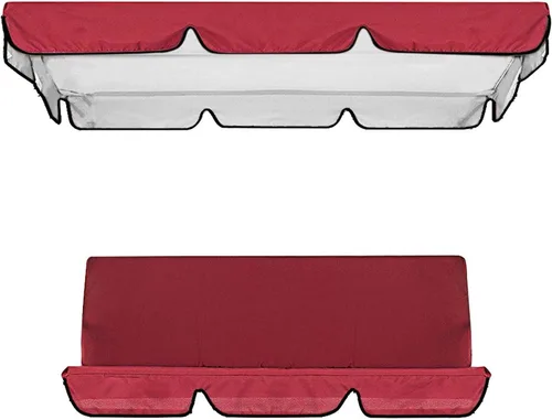 Vista 17 de Juego de cubierta superior impermeable para patio, cubierta superior de repuesto + funda de cojín para columpio para patio, columpio, jardín, Beige