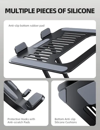 Vista 6 de Lamicall Adjustable Laptop Stand, Laptop Stand for Desk, Portable Laptop Riser,Ergonomic Computer Notebook Stand Holder for MacBook Air Pro, Dell