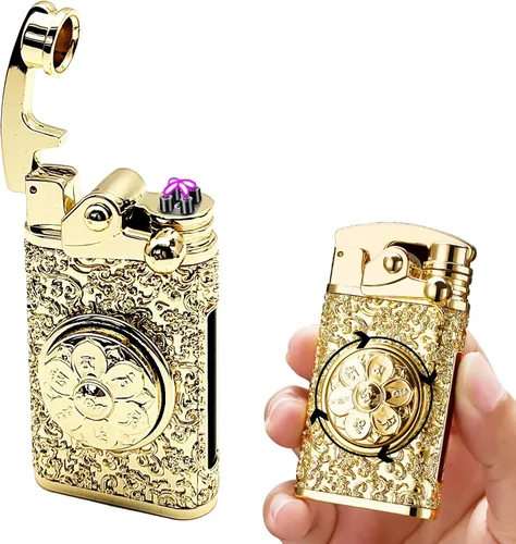 Vista 9 de Encendedor de plasma recargable por USB, encendedores eléctricos resistentes al viento, sin llama, encendedor de doble arco, encendedores