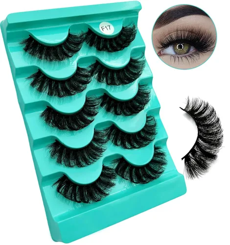 Vista 13 de Pestañas postizas de visón con volumen que parecen extensiones glamorosas y rizadas, paquete de 5 pares