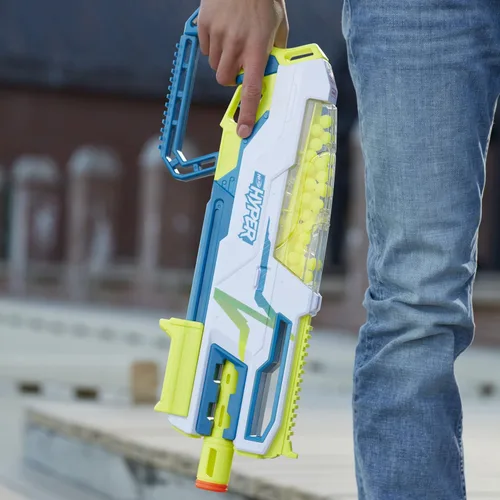 Vista 3 de Paquete Nerf Hyper, Lanzador Siege-50 de acción de bomba, Velocidad de hasta 110 FPS, Gafas de protección (Exclusivo de Yaxa)