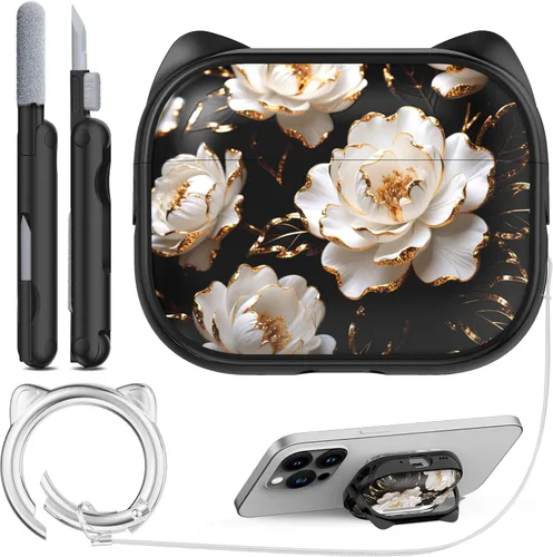 Vista 20 de RFUNGUANGO AirPods Pro - Funda transparente de TPU suave con kit de limpieza y llavero, compatible con Magsafe, funda protectora compatible