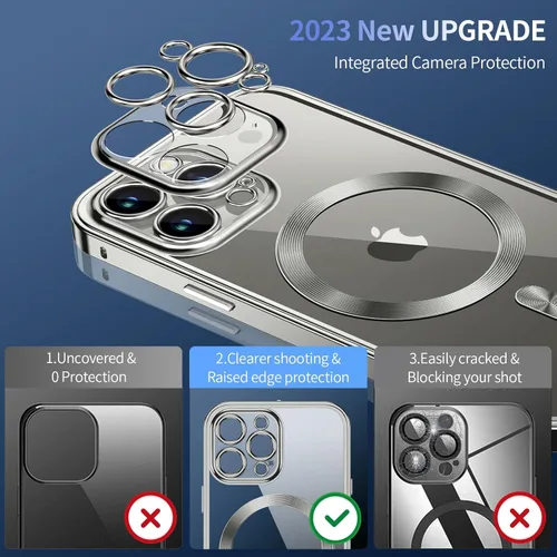 Vista 5 de Funda magnética de privacidad para iPhone 15 Pro Max con anillo de metal CD y bloqueo desplegable automático [compatible con MagSafe]