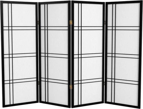 Vista 93 de Pantalla Shoji corta de doble cruz de 4 pies - Negro - 6 paneles