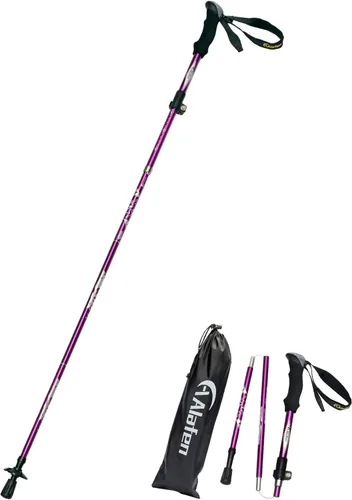 Vista 7 de A ALAFEN Aluminio plegable ultraligero viaje trekking senderismo poste para hombres y mujeres