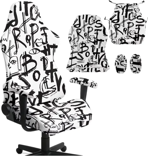 Vista 10 de Funda para silla de juegos de gatos lindos para niñas y hombres, fundas florales para reposabrazos elásticas, ergonómicas, protector de escritorio