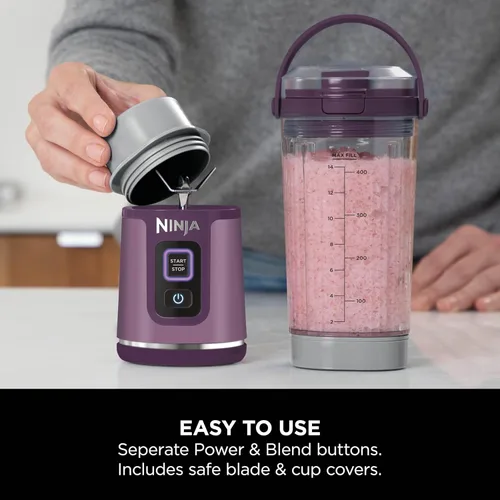 Vista 47 de Ninja BC155PS Blast - Licuadora portátil de dos unidades, inalámbrica, recipiente de 18 onzas, licuadora personal para batidos y smoothies, sin BPA