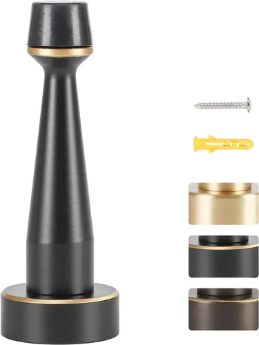 Tope de puerta de latón macizo resistente, protector de pared decorativo con punta de parachoques de goma para protección de puerta, amortiguación