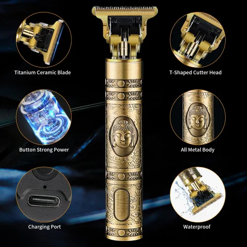 Vista 3 de baohang Hair Trimmer for Men Professional Electric Hair Clippers Cordless Beard Trimmer Shaver Electric T Blade Hair Trimmer Zero Gapped Hair