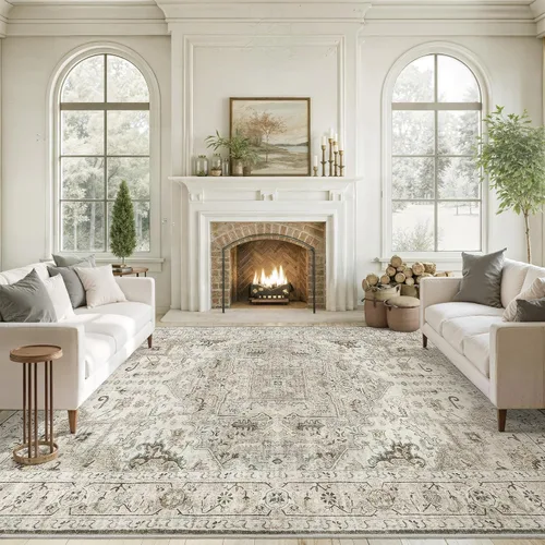 Vista 26 de Alfombra de 3 x 5 pies con parte trasera antideslizante, resistente a las manchas, lavable para sala de estar, dormitorio y comedor, alfombra