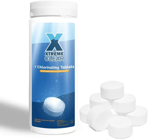 XtremeClear Tabletas de Cloro de 1" para Piscina, Jacuzzi y Spa Elimina Bacterias y Algas Desinfectante Hace el Agua Limpia y Cristalina de