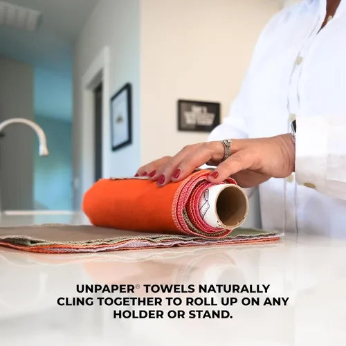 Vista 2 de Marley's Monsters UNpaper Towels - Rollo de 24 unidades, toallas de papel reutilizables, sin papel, algodón, sin árboles (rayas negras y blancas)