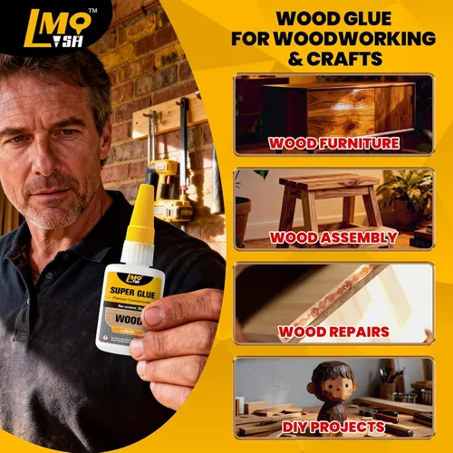 Vista 2 de Superpegamento líquido para madera, adhesivo de cianoacrilato instantáneo transparente para manualidades de madera, reparación de carpintería