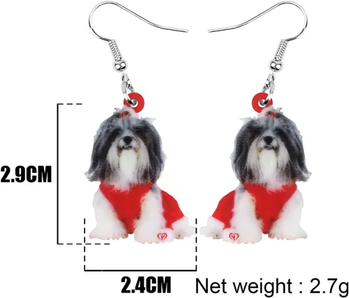 Vista 5 de NEWEI Lindos aretes de Navidad para perros, joyas colgantes para niñas y mujeres