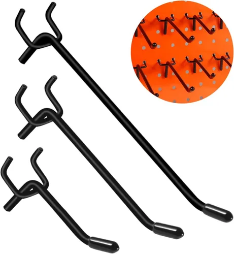 60 ganchos negros para tablero de clavijas, gancho de pared para tablero de clavijas de 2/4/6 pulgadas, gancho de estantería resistente para tablero