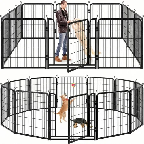 Vista 21 de Kfvigoho Corralito para perros para exteriores, extra ancho, 12 paneles de valla resistente para perros, 32 pulgadas de altura, antioxidante