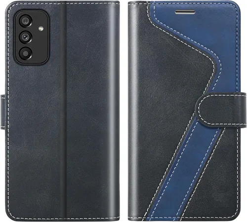 Vista 29 de Funda tipo cartera para Samsung Galaxy A13 5G, funda de cuero con tapa con bloqueo RFID, soporte para tarjetas de crédito, soporte magnético