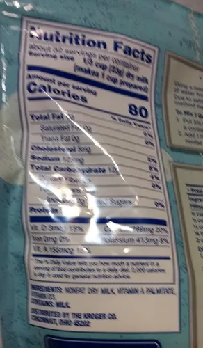 Vista 3 de KROGER - Leche seca instantánea sin grasa que hace 8 cuartos de galón 1lb 8oz bolsa resellable