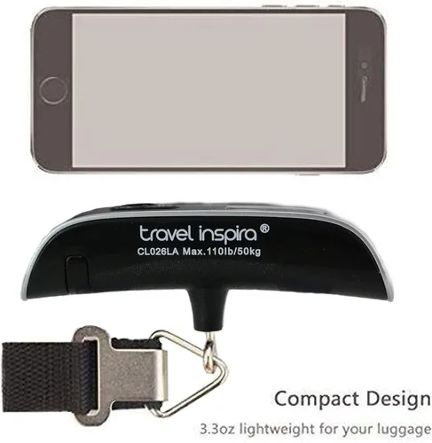 Vista 8 de travel inspira Báscula de equipaje, báscula digital portátil de equipaje para viajes, báscula de peso de maleta con pintura de goma, sensor