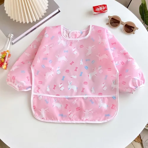 Vista 3 de PandaEar Paquete de 3 baberos de manga larga Babero impermeable de manga completa para bebés de 6 a 36 meses