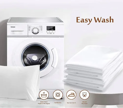 Vista 4 de Juego de 2 fundas de almohada 100 % percal de algodón, suaves y transpirables, tela ligera, tejido suave y aireado, para ella o él