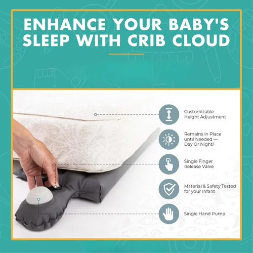 Vista 6 de Almohada inflable en forma de cuña para alivio de cólicos en bebés – Cuña para dormir de bebé totalmente ajustable para ayudar con el reflujo ácido