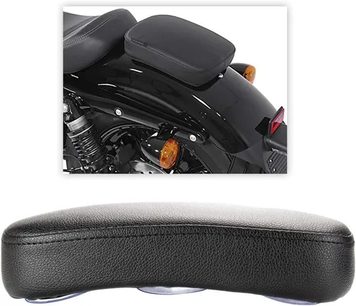 Vista 7 de LKV Asiento de pessenger de motocicleta de 10.63 ″ - Almohadilla trasera de cuero con 6 ventosas para asiento de motocicleta para Harley Dyna