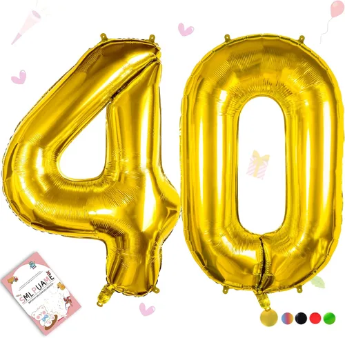 Vista 221 de Smlpuame - Globos grandes de 40 pulgadas de números del 0 al 9, globos numéricos para decoración de fiesta de cumpleaños, globos de helio