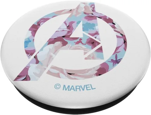 Vista 2 de Marvel Logotipo floral de los Vengadores con PopSockets PopGrip: agarre intercambiable para teléfonos y tabletas
