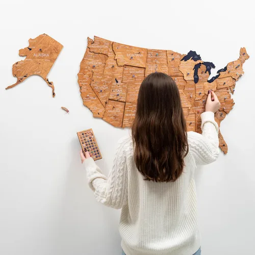 Vista 36 de Enjoy The Wood Mapa de Madera de Estados Unidos Lugares Visitados - Rastreador de Viajes de Mapa 3D de Estados de EE.UU. Decoración de Pared