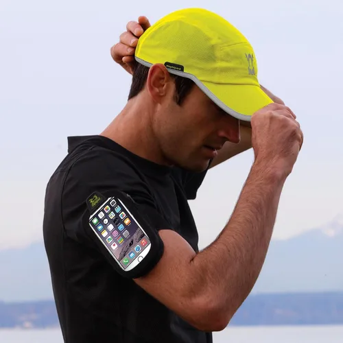 Vista 3 de Amphipod ArmPod SmartView Sumo - Brazalete reflectante para teléfono celular con cremallera para correr y caminar, color negro, XL/Sumo