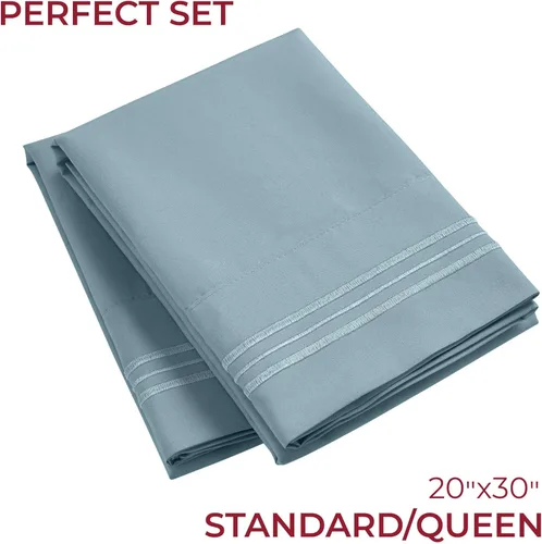 Vista 200 de Mellanni Fundas de almohada de lujo, extrasuaves, refrescantes, fundas de almohada de 2 piezas de la colección Icónica, cierre de sobre