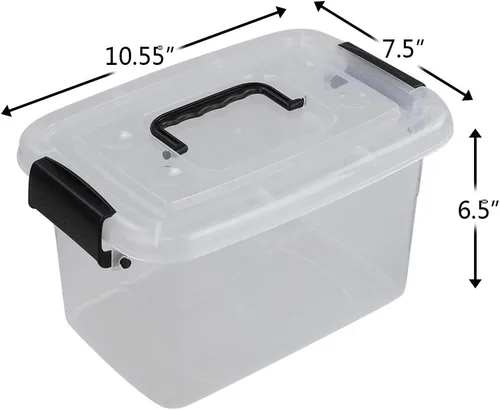 Vista 2 de Ramddy Contenedores de plástico transparente de 5 cuartos de galón con tapa, caja de cierre versátil con asas negras, 6 paquetes